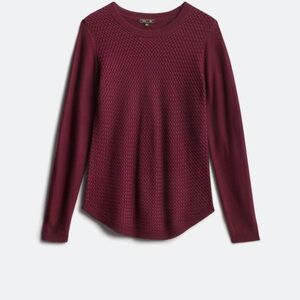Red Long Sleeve Ribbed Crew Neck Sweatshirt